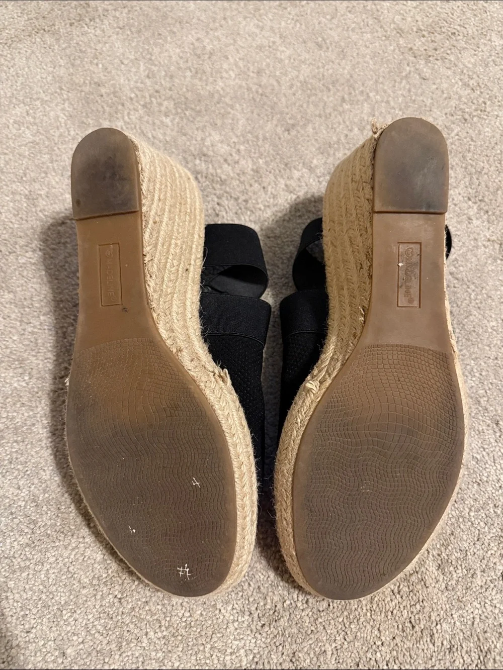 Madeline Black Cross-Strap Espadrille Wedge Sandals